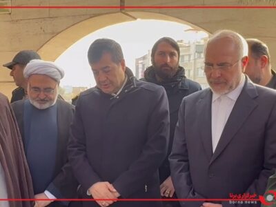 ادای احترام رییس مجلس و وزیر ورزش و جوانان به شهدای طرقبه