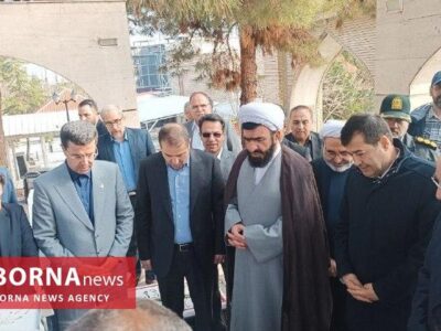 حضور رئیس مجلس و وزیر ورزش در گلزار شهدای طرقبه + عکس