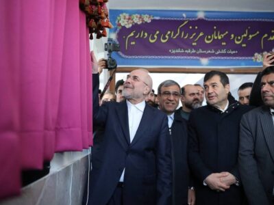 افتتاح خانه کشتی شهر طرقبه با حضور رئیس مجلس و وزیر ورزش و جوانان + عکس