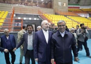 افتتاح سالن ۶۵۰۰ نفری شهید رئیسی با حضور رئیس مجلس و وزیر ورزش و جوانان + فیلم و عکس