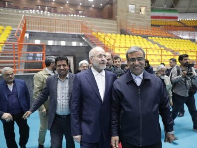 افتتاح سالن ۶۵۰۰ نفری شهید رئیسی با حضور رئیس مجلس و وزیر ورزش و جوانان + فیلم و عکس