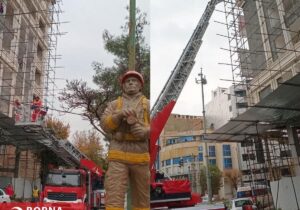 نجات کارگر مصدوم از طبقه پنجم ساختمان در حال ساخت کرمانشاه