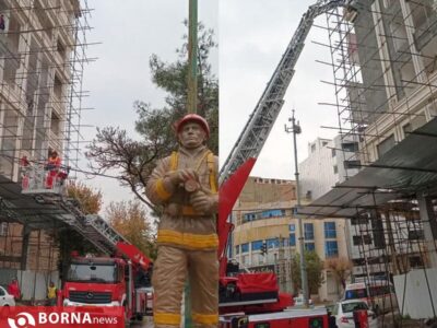 نجات کارگر مصدوم از طبقه پنجم ساختمان در حال ساخت کرمانشاه