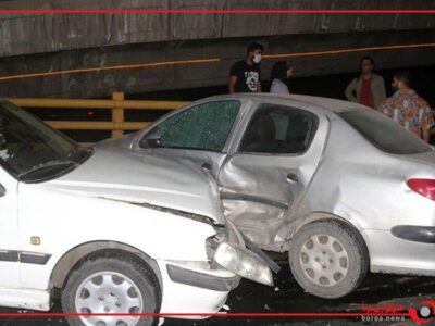 تصادف زنجیره ای خودرو در اتوبان امام علی