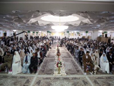 جشن ازدواج ۷۳۰ زوج دانشجو در حرم مطهر بانوی کرامت