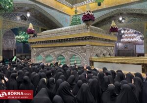 نماهایی زیبا از مراسم غبارروبی ضریح مطهر امام رضا(ع) با حضور بانوان + عکس