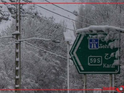 بارش برف در محور کرج – کندوان