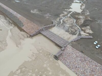 اولین آبگیری بند تغذیه مصنوعی تازه تاسیس شده بندان در خراسان جنوبی