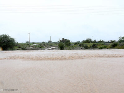 طغیان رودخانه فصلی در روستای بندک هشتبندی هرمزگان