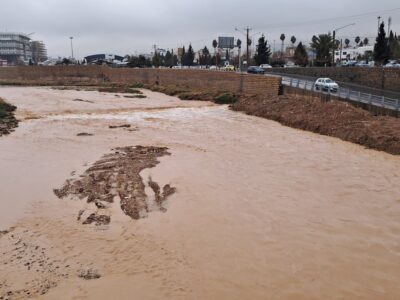 جریان آب در رودخانه خشک شیراز پس از بارندگی