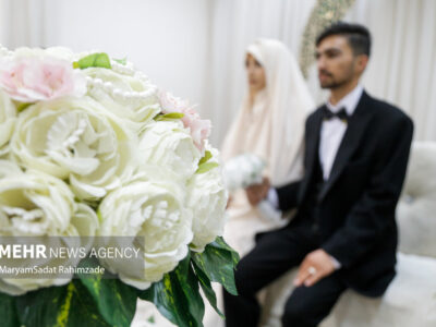 آغاز زندگی مشترک ۴۰ زوج جوان در روز میلاد ام ابیها (س) در مسجد جمکران