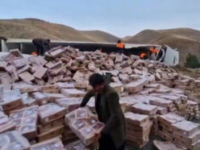 واژگونی کشنده یخچالدار در محور سنندج – کامیاران