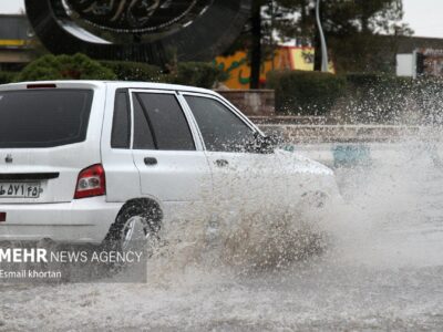 بارش شدید باران در منطقه چاهکیچی دلگان