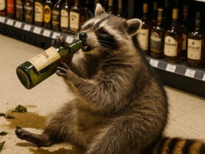 ببینید | حمله یک راکون مَست به فروشگاه!