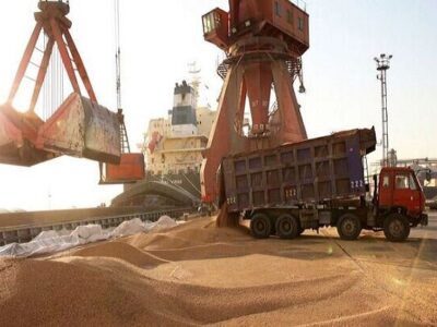 تخلیه و بارگیری ۶۶ هزار تُن گندم در بندر شهید رجایی