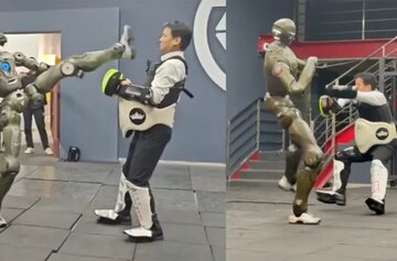 لگدی که آقای مدیرعامل را نقش بر زمین کرد / حمله خطرناک ربات انسان‌نما به انسان