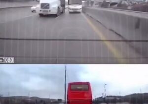 ببینید | تصادف شدید و دلخراش تیگو میان دو اتوبوس در جاده