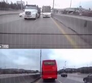 ببینید | تصادف شدید و دلخراش تیگو میان دو اتوبوس در جاده