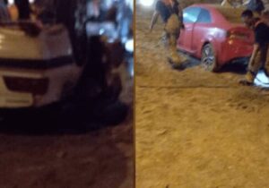 ببینید | تصادف زنجیرهای سه خودرو در اتوبان قشم