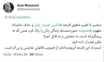 انتقاد شدید رئیس جبهه اصلاحات از تغییرات مجلس در لایحه تامین امنیت زنان و حذف واژه خشونت؛ یک قانون نمایشی و بی‌اثر درست کردند!