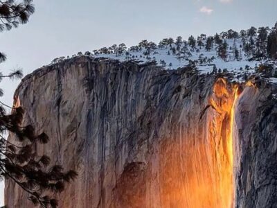 ببینید | آتش در آبشار! پدیده خیره‌کننده «آبشار آتشین» یوسمیتی