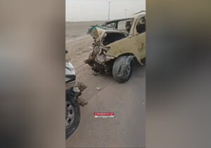 ببینید | صحنه تصادف خودروی مرزبانی و یک خودروی تویوتا هایلوکس