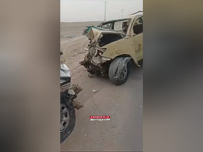 ببینید | صحنه تصادف خودروی مرزبانی و یک خودروی تویوتا هایلوکس