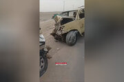 ببینید | صحنه تصادف خودروی مرزبانی و یک خودروی تویوتا هایلوکس